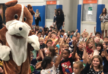 Students at a beginning of the year assembly.