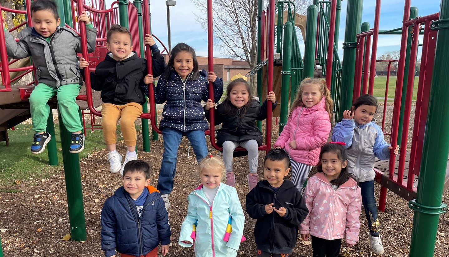 PreSchool class outside for recess