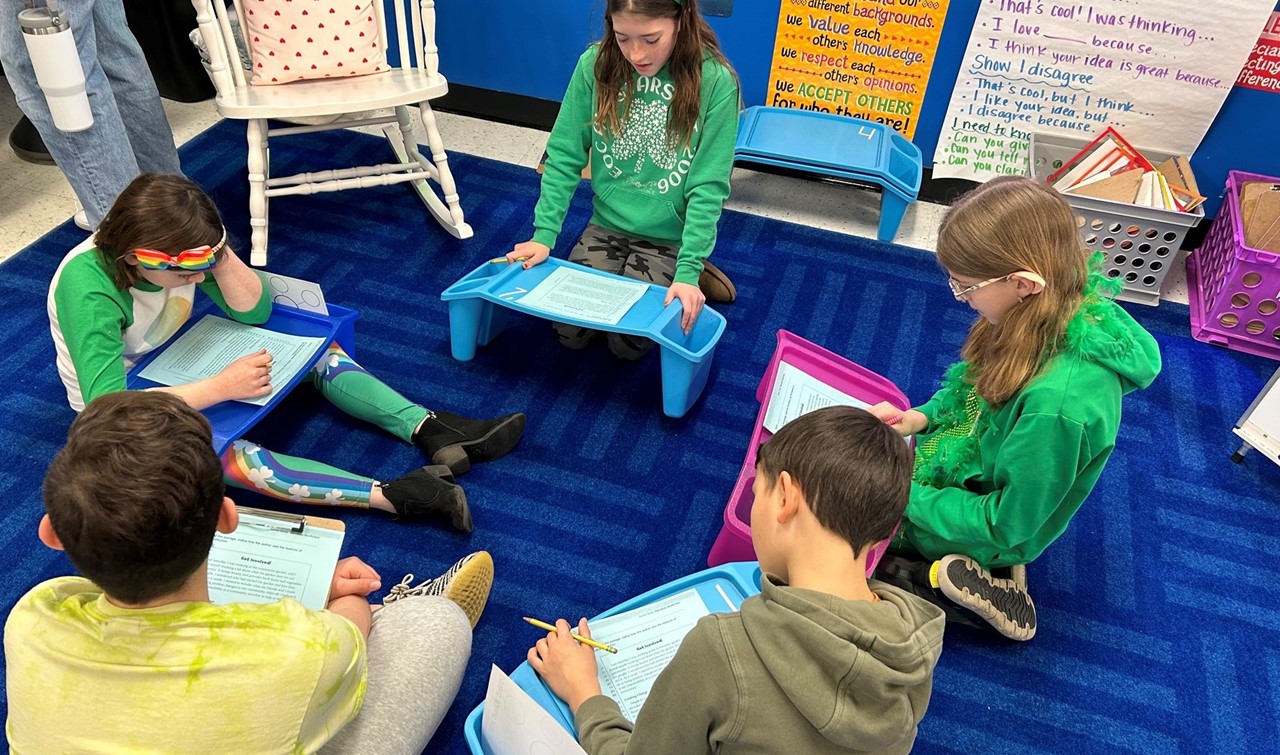 Ms. Slowik&#39;s 4th grade class working in a small group